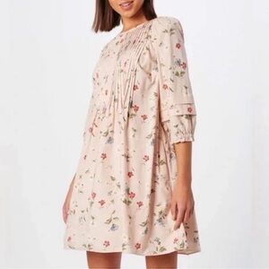 Madewell Pintuck Puff-Sleeve Mini Dress in Seaside Floral